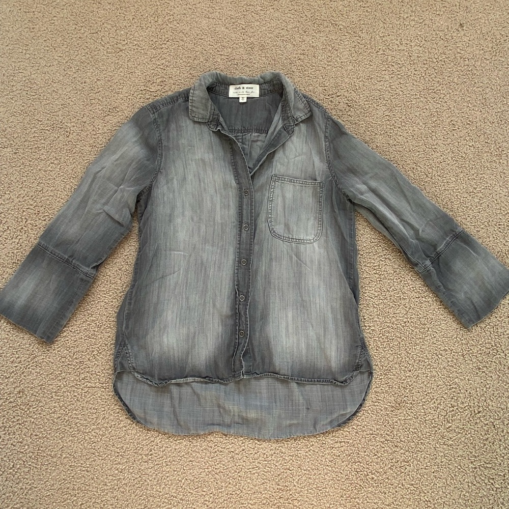 Anthropologie Gray Cloth & Stone Top
